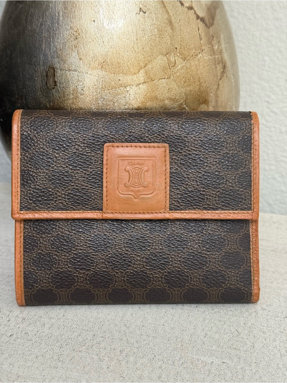 CELINE Triomphe Macadam Trifold Wallet